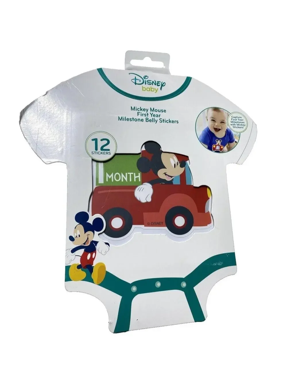 Disney Baby Mickey Mouse Monthly Milestone Belly Stickers, First Year Photo Prop